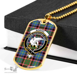 Scottish Norvel Clan Tartan Dog Tag Necklace - Crest Classic Scottish Plaid Tartan Plaid