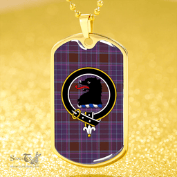 ScottishPlaid Phillips Weathered Clan Tartan Dog Tag Necklace - Crest Classic Scottish Plaid Tartan Plaid