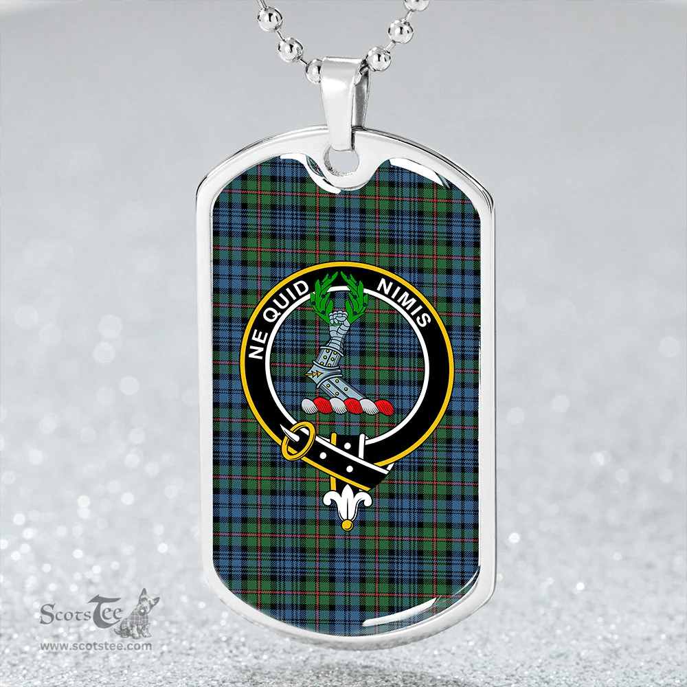 ScottishPlaid MacKinlay #2 Ancient Clan Tartan Dog Tag Necklace - Crest Classic Scottish Plaid Tartan Plaid