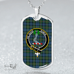 ScottishPlaid MacKinlay #2 Ancient Clan Tartan Dog Tag Necklace - Crest Classic Scottish Plaid Tartan Plaid