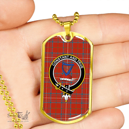 ScottishPlaid Rose Ancient Clan Tartan Dog Tag Necklace - Crest Classic Scottish Plaid Tartan Plaid