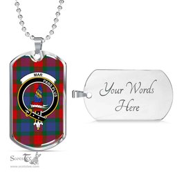 Scottish Mar Clan Tartan Dog Tag Necklace - Crest Classic Scottish Plaid Tartan Plaid