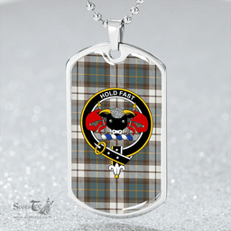 ScottishPlaid MacLeod Dress Special Weathered Clan Tartan Dog Tag Necklace - Crest Classic Scottish Plaid Tartan Plaid