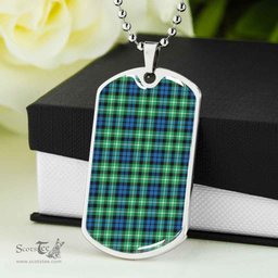 Scottish Graham of Montrose Ancient Clan Tartan Dog Tag Necklace - Classic Scottish Plaid Tartan Plaid