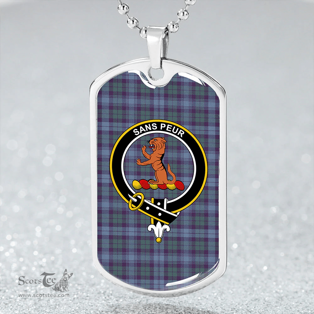 ScottishPlaid Sutherland Hunting Weathered Clan Tartan Dog Tag Necklace - Crest Classic Scottish Plaid Tartan Plaid