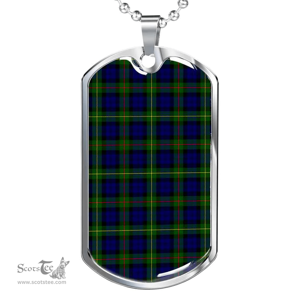 Scottish MacEwen Modern Clan Tartan Dog Tag Necklace - Classic Scottish Plaid Tartan Plaid