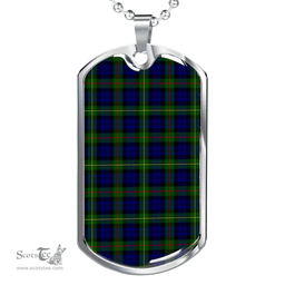 Scottish MacEwen Modern Clan Tartan Dog Tag Necklace - Classic Scottish Plaid Tartan Plaid