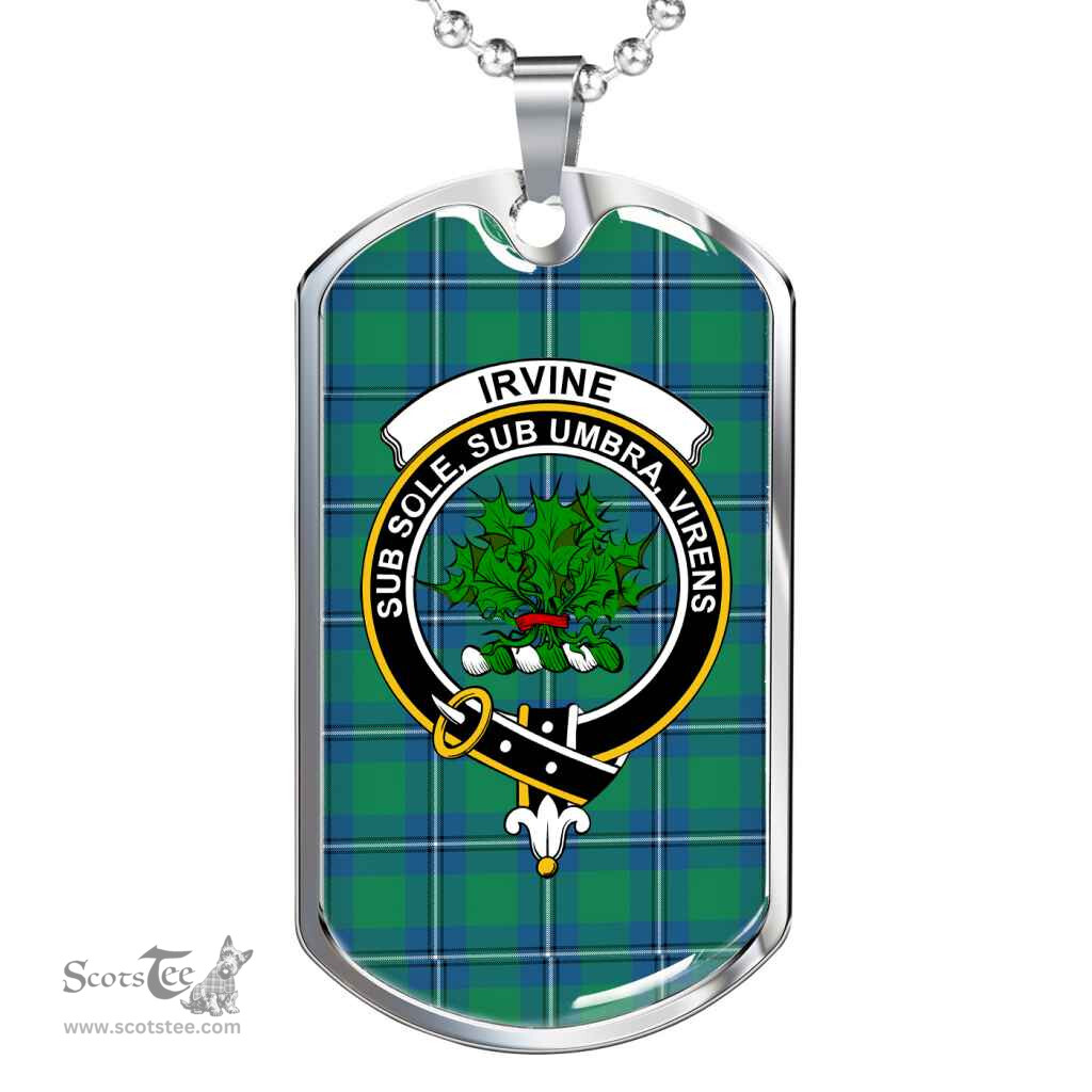 Scottish Irvine Clan Tartan Dog Tag Necklace - Crest Classic Scottish Plaid Tartan Plaid