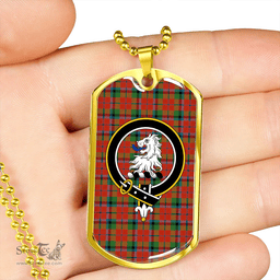 ScottishPlaid MacNaughton Ancient Clan Tartan Dog Tag Necklace - Crest Classic Scottish Plaid Tartan Plaid