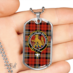 ScottishPlaid MacPherson of Cluny Red Ancient Clan Tartan Dog Tag Necklace - Crest Classic Scottish Plaid Tartan Plaid