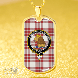 ScottishPlaid MacGregor Dress Red (Gregor Dress Red) Weathered Clan Tartan Dog Tag Necklace - Crest Classic Scottish Plaid Tartan Plaid