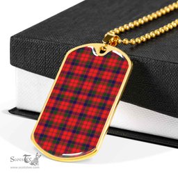 Scottish Robertson Modern Clan Tartan Dog Tag Necklace - Classic Scottish Plaid Tartan Plaid
