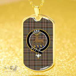 ScottishPlaid Scott Green Weathered Clan Tartan Dog Tag Necklace - Crest Classic Scottish Plaid Tartan Plaid