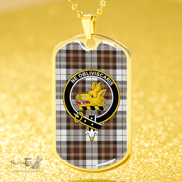 ScottishPlaid MacKellar Dress Weathered Clan Tartan Dog Tag Necklace - Crest Classic Scottish Plaid Tartan Plaid