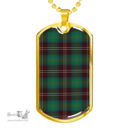 Scottish Chisholm Hunting Ancient Clan Tartan Dog Tag Necklace - Classic Scottish Plaid Tartan Plaid