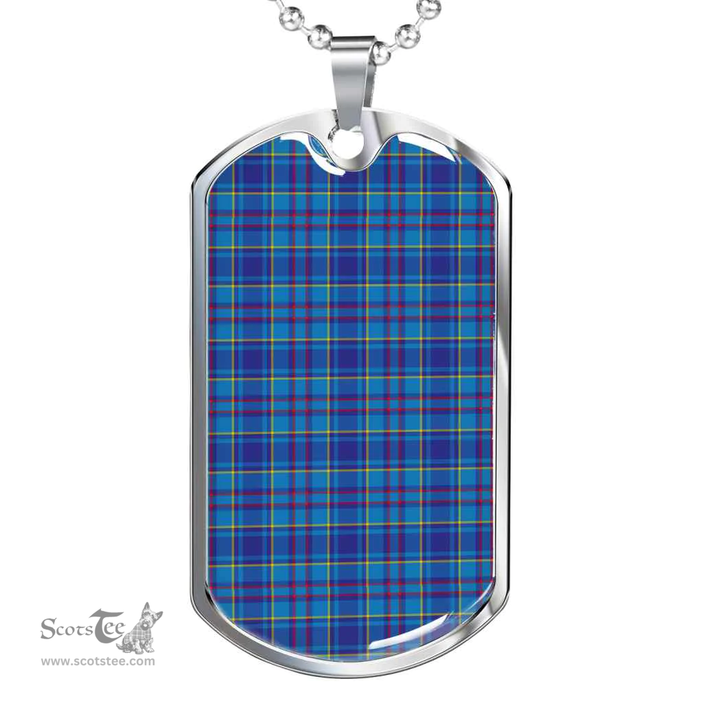 Scottish Mercer Modern Clan Tartan Dog Tag Necklace - Classic Scottish Plaid Tartan Plaid