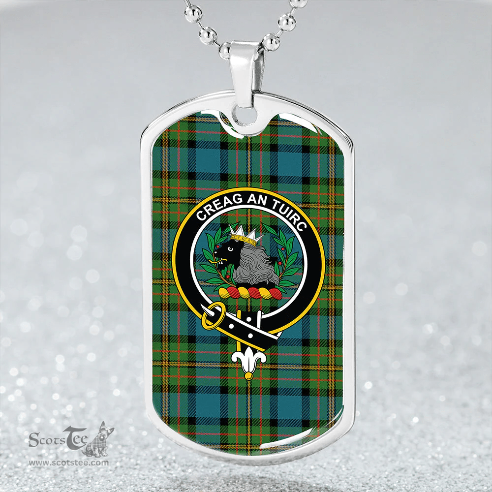 ScottishPlaid MacLaren Ancient Clan Tartan Dog Tag Necklace - Crest Classic Scottish Plaid Tartan Plaid