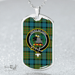 ScottishPlaid MacLaren Ancient Clan Tartan Dog Tag Necklace - Crest Classic Scottish Plaid Tartan Plaid
