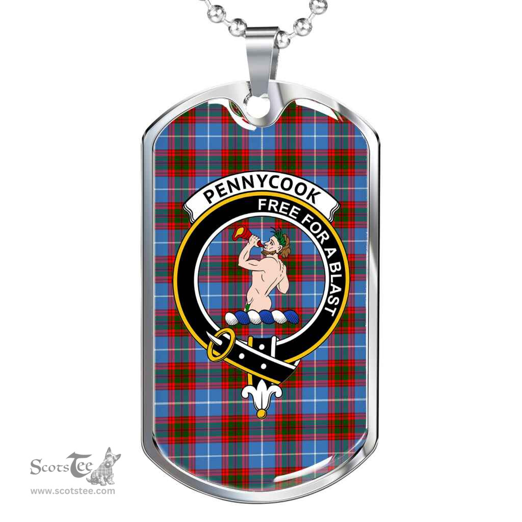 Scottish Pennycook Clan Tartan Dog Tag Necklace - Crest Classic Scottish Plaid Tartan Plaid