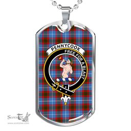 Scottish Pennycook Clan Tartan Dog Tag Necklace - Crest Classic Scottish Plaid Tartan Plaid
