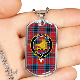 ScottishPlaid MacTavish (Thomson Red) Modern Clan Tartan Dog Tag Necklace - Crest Classic Scottish Plaid Tartan Plaid