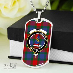Scottish Mar Clan Tartan Dog Tag Necklace - Crest Classic Scottish Plaid Tartan Plaid