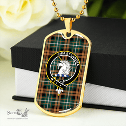 ScottishPlaid Ramsay Orange Modern Clan Tartan Dog Tag Necklace - Crest Classic Scottish Plaid Tartan Plaid