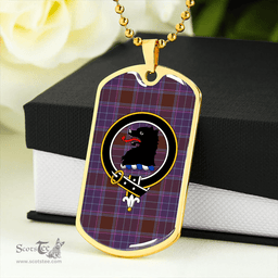 ScottishPlaid Phillips Weathered Clan Tartan Dog Tag Necklace - Crest Classic Scottish Plaid Tartan Plaid