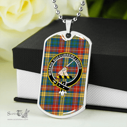 ScottishPlaid MacMillan #2 Ancient Clan Tartan Dog Tag Necklace - Crest Classic Scottish Plaid Tartan Plaid