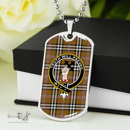 ScottishPlaid Thomson Camel #3 (Thompson Camel #3) Ancient Clan Tartan Dog Tag Necklace - Crest Classic Scottish Plaid Tartan Plaid