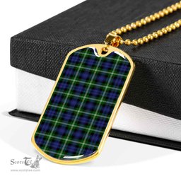 Scottish Baillie Modern Clan Tartan Dog Tag Necklace - Classic Scottish Plaid Tartan Plaid
