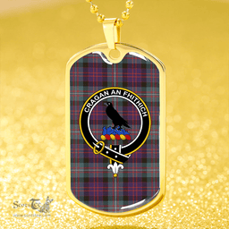 ScottishPlaid MacDonell of Glengarry Weathered Clan Tartan Dog Tag Necklace - Crest Classic Scottish Plaid Tartan Plaid