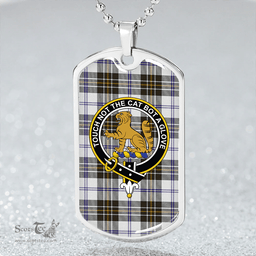 ScottishPlaid MacPherson Dress Weathered Clan Tartan Dog Tag Necklace - Crest Classic Scottish Plaid Tartan Plaid