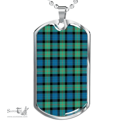 Scottish Gunn Ancient Clan Tartan Dog Tag Necklace - Classic Scottish Plaid Tartan Plaid