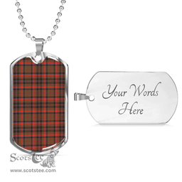 Scottish Cumming Hunting Weathered Clan Tartan Dog Tag Necklace - Classic Scottish Plaid Tartan Plaid