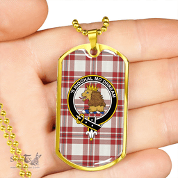 ScottishPlaid MacGregor Dress Red (Gregor Dress Red) Weathered Clan Tartan Dog Tag Necklace - Crest Classic Scottish Plaid Tartan Plaid