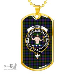 Scottish Murray (of Atholl) Clan Tartan Dog Tag Necklace - Crest Classic Scottish Plaid Tartan Plaid