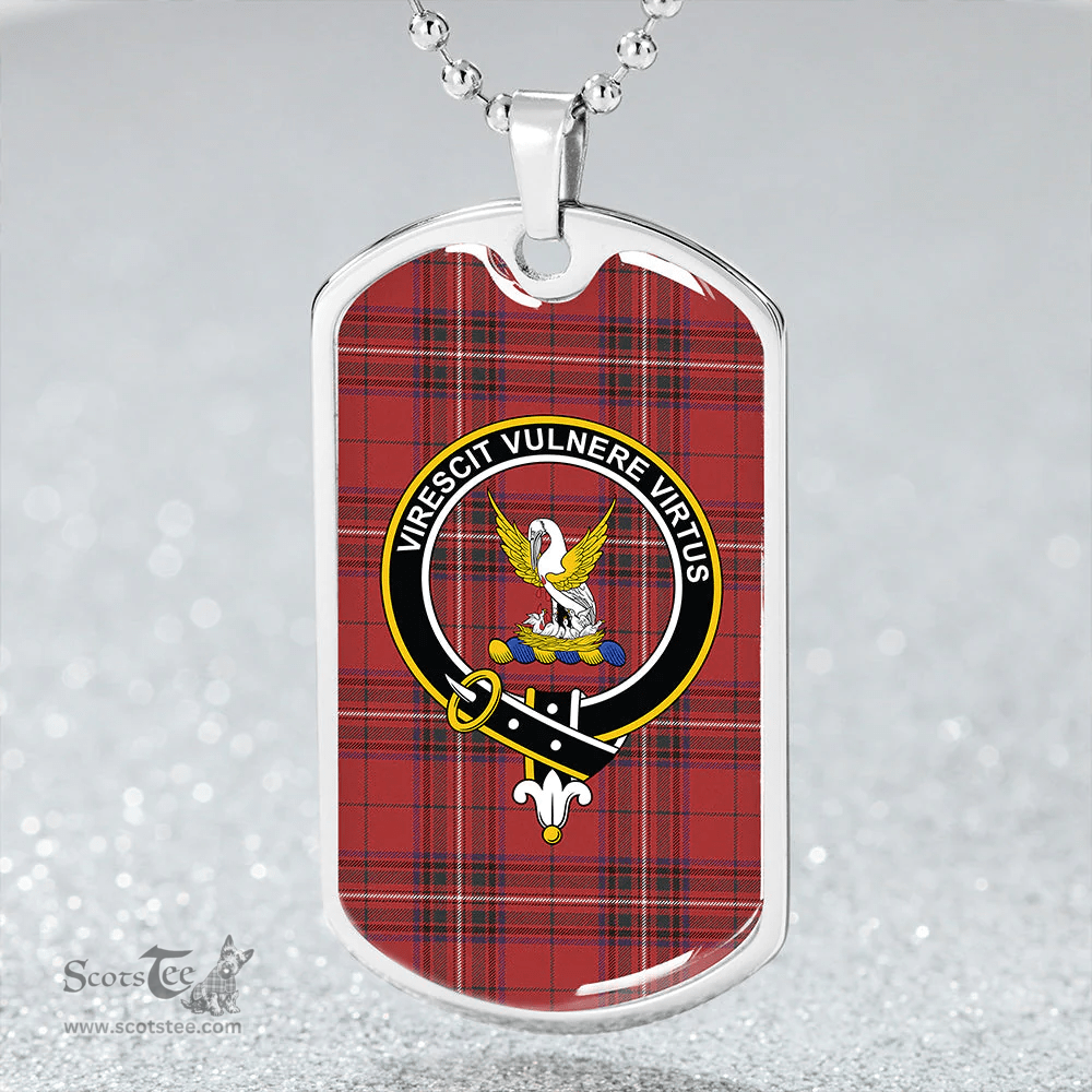 ScottishPlaid Stewart of Rothesay Weathered Clan Tartan Dog Tag Necklace - Crest Classic Scottish Plaid Tartan Plaid