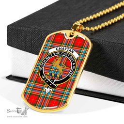Scottish Chattan Clan Tartan Dog Tag Necklace - Crest Classic Scottish Plaid Tartan Plaid