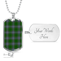 Scottish Pringle Clan Tartan Dog Tag Necklace - Classic Scottish Plaid Tartan Plaid