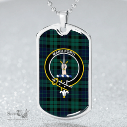 ScottishPlaid MacKay Modern Clan Tartan Dog Tag Necklace - Crest Classic Scottish Plaid Tartan Plaid