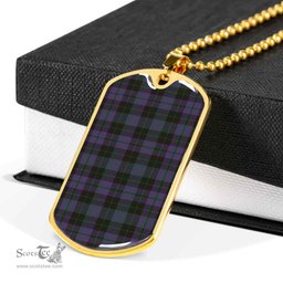 Scottish Clergy Green Clan Tartan Dog Tag Necklace - Classic Scottish Plaid Tartan Plaid