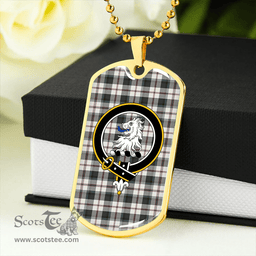 ScottishPlaid MacNaughton Dress #2 Weathered Clan Tartan Dog Tag Necklace - Crest Classic Scottish Plaid Tartan Plaid