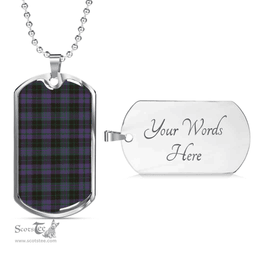 Scottish Clergy Green Clan Tartan Dog Tag Necklace - Classic Scottish Plaid Tartan Plaid