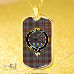 ScottishPlaid MacFie Hunting (MacPhee Hunting) Weathered Clan Tartan Dog Tag Necklace - Crest Classic Scottish Plaid Tartan Plaid