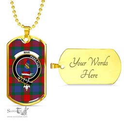 Scottish Mar Clan Tartan Dog Tag Necklace - Crest Classic Scottish Plaid Tartan Plaid