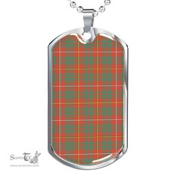 Scottish Bruce Ancient Clan Tartan Dog Tag Necklace - Classic Scottish Plaid Tartan Plaid