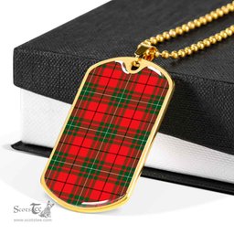 Scottish MacAulay Modern Clan Tartan Dog Tag Necklace - Classic Scottish Plaid Tartan Plaid