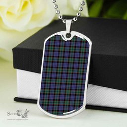 Scottish Fletcher Modern Clan Tartan Dog Tag Necklace - Classic Scottish Plaid Tartan Plaid