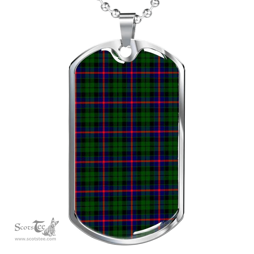 Scottish Morrison Modern Clan Tartan Dog Tag Necklace - Classic Scottish Plaid Tartan Plaid